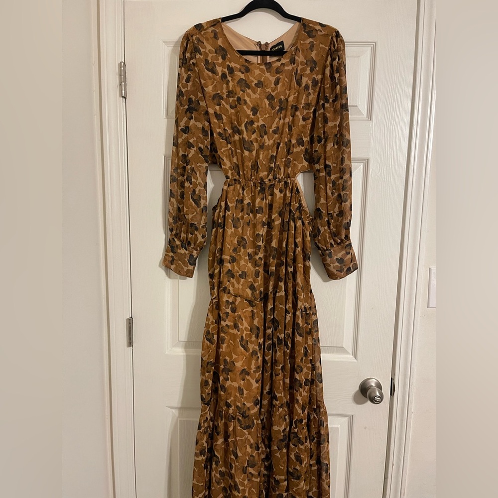 Sugarlips Brown Floral Long Sleeve Dress